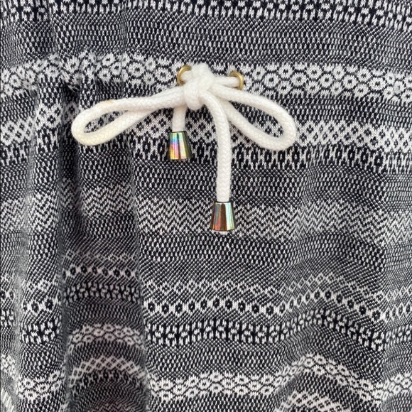 Sezane Gray & Black Striped Dress Drawstring Waist size Large - Picture 3 of 6